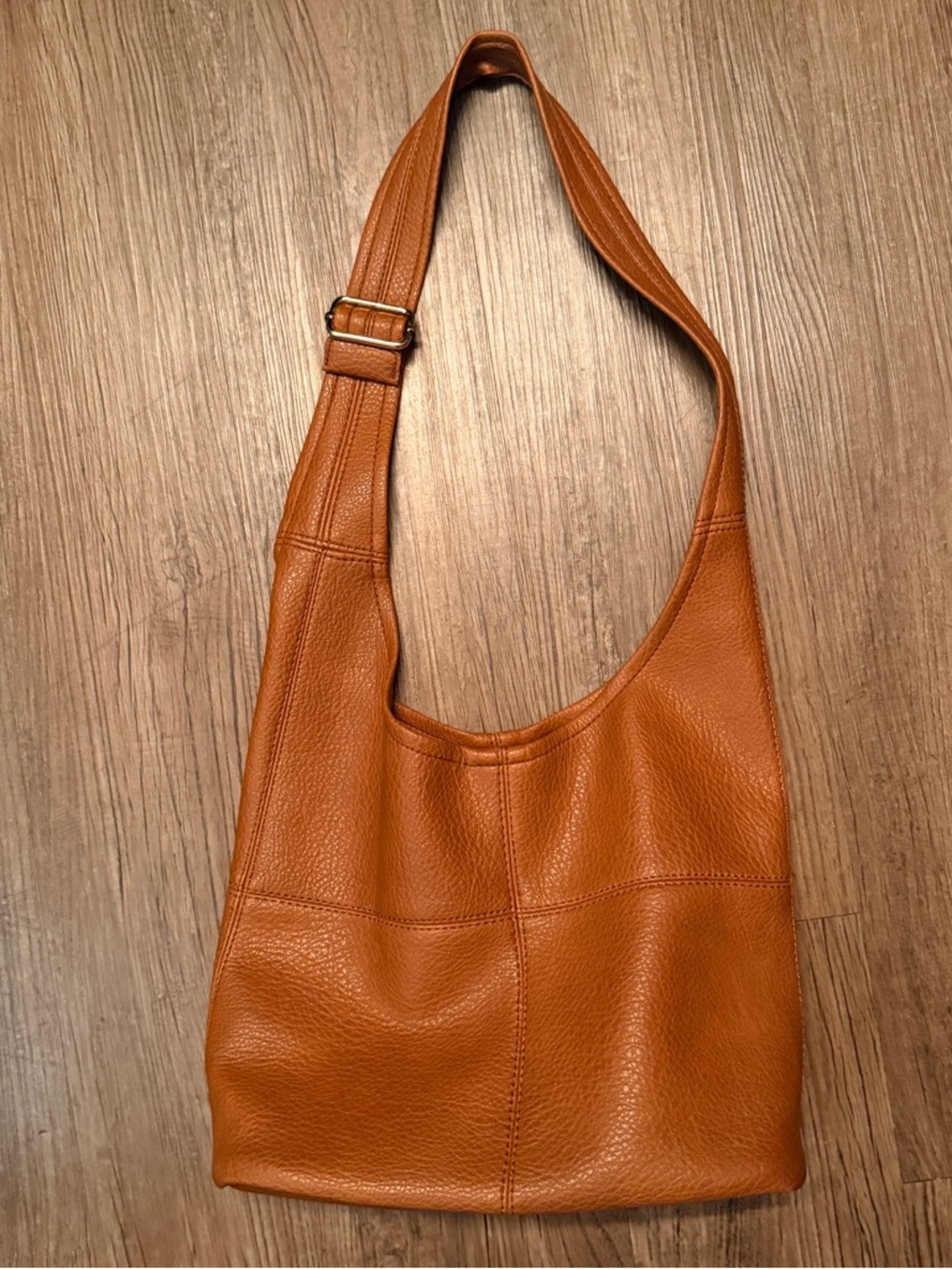 Classic Pebbled Faux Leather Shoulder Bag in Cognac